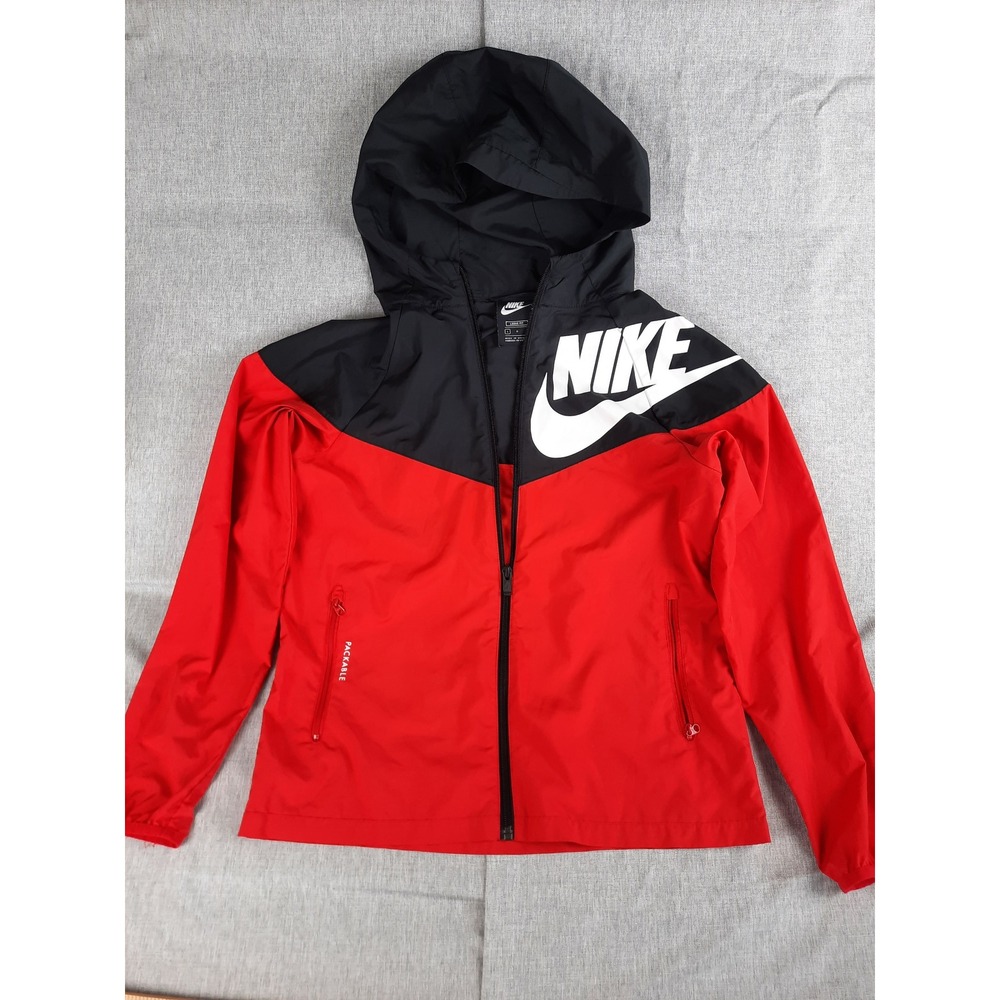 Nike Women Large Loose Fit Hoody Scuba Style Convertible Windbreaker Zip Jacket